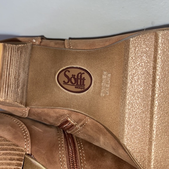 Sofft Willa Buckled Burnished Leather Stacked Heel Bootie-Twine Tan-Women’s 8M - Picture 15 of 16